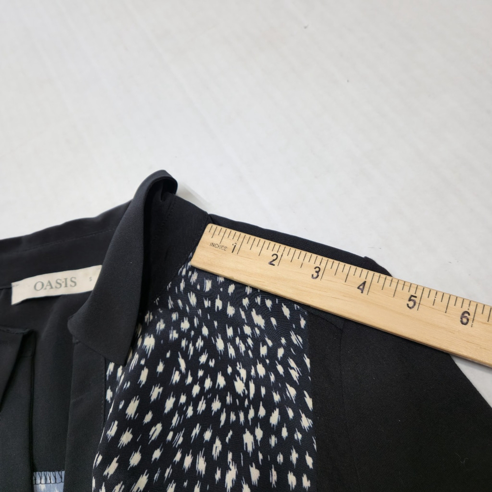 Oasis Animal Print Shirt Dress Black White Collared Long Sleeve S Chic Aesthetic - Picture 10 of 14
